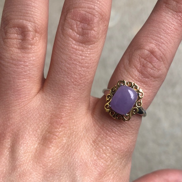 Genuine Chalcedony 925 Sterling Plated Gold SIZE 7 - Picture 4 of 8